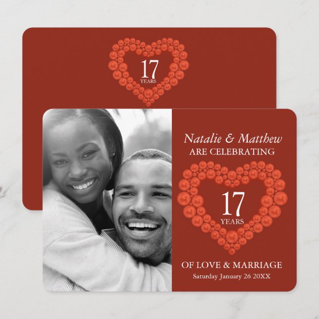 Convites Aniversário de 17 anos de casamento foto de cornal (Frente/Verso)