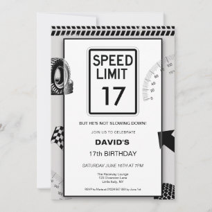 Convites Aniversário de 17 anos do Speed Limit Boy