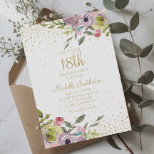 Aniversário de 18 anos com Brilho Dourado e Floral