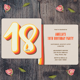 Convites Aniversário de 18 anos Gray Simple Modern Retro Gr