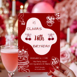 Convites Aniversário de 18 anos no Dia dos Namorados Cereja