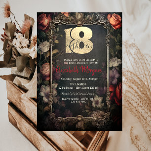 Convites Aniversário de 18 anos Vintage Dark Rose Gótico