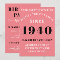 Aniversário De 1940 Adicione Seu Nome Elegante Ros