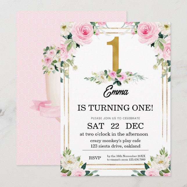 Convites Aniversário de 1 ano (Frente/Verso)