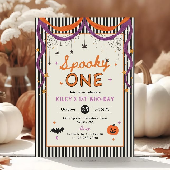 Convites Aniversário de 1 ano Assustador de Halloween (Criador carregado)