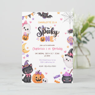 Convites Aniversário de 1 ano Assustador Fofo de Halloween