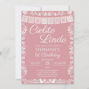 Convites Aniversário de 1 ano Blush Pink Cielito Lindo