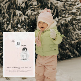 Convites Aniversário de 1 ano Blush Winter Wonderland