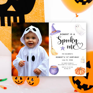 Convites Aniversário de 1 ano com tema de Halloween Assusta