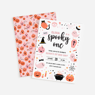 Convites Aniversário de 1 ano com tema Halloween em Branco 