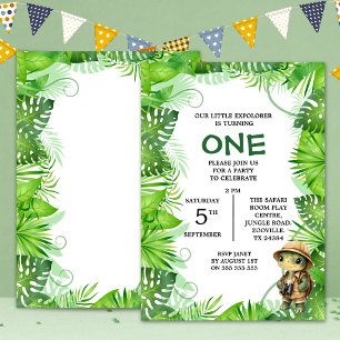 Convites Aniversário de 1 ano com tema Little Explorer Jung