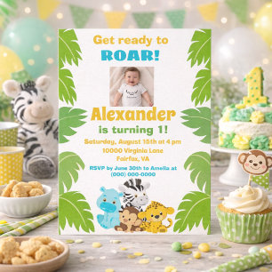 Convites Aniversário de 1 ano com tema Safari