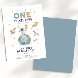 Convites Aniversário de 1 ano Contagem Regressiva Espacial 