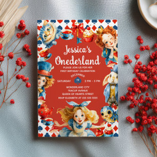 Convites Aniversário de 1 ano da Alice em ONEDERLAND com aq