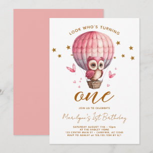 Convites Aniversário de 1 ano da Coruja Rosa