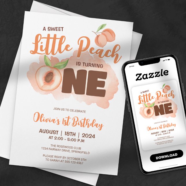 Convites Aniversário de 1 ano da Doce Pequena Amora (Criador carregado)