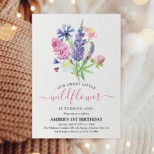Convites Aniversário de 1 ano da Flor Silvestre com Aquarel