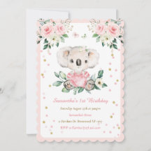 Aniversário de 1 ano da Menina com Urso Koala Pers
