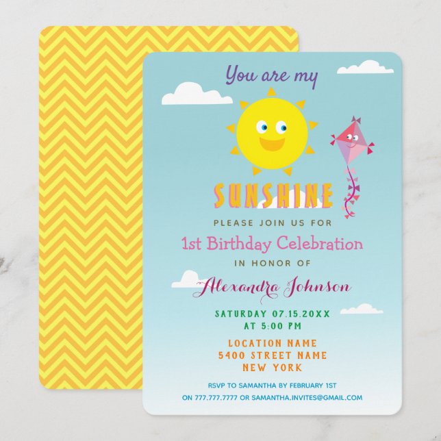 Convites Aniversário de 1 ano da Menina do Verão (Frente/Verso)