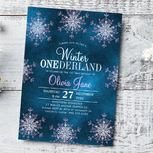 Convites Aniversário de 1 ano da menina Inverno Onederland 