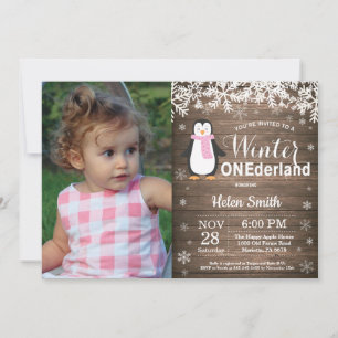 Convites Aniversário de 1 ano da Menina Pinguim Onederland