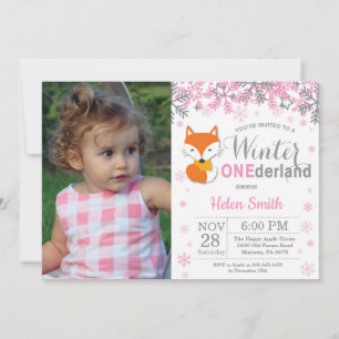 Convites Aniversário de 1 ano da Menina Raposa Onederland d
