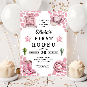 Convites Aniversário de 1 ano da Menina Rosa no Primeiro Ro