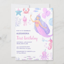 Convites Aniversário de 1 ano da Menina Sereia Debaixo do M
