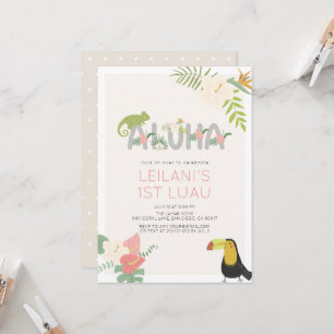 Convites Aniversário de 1 ano da Menina Toucan Floral Tropi