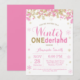 Convites Aniversário de 1 ano da Menina Winter Onederland R