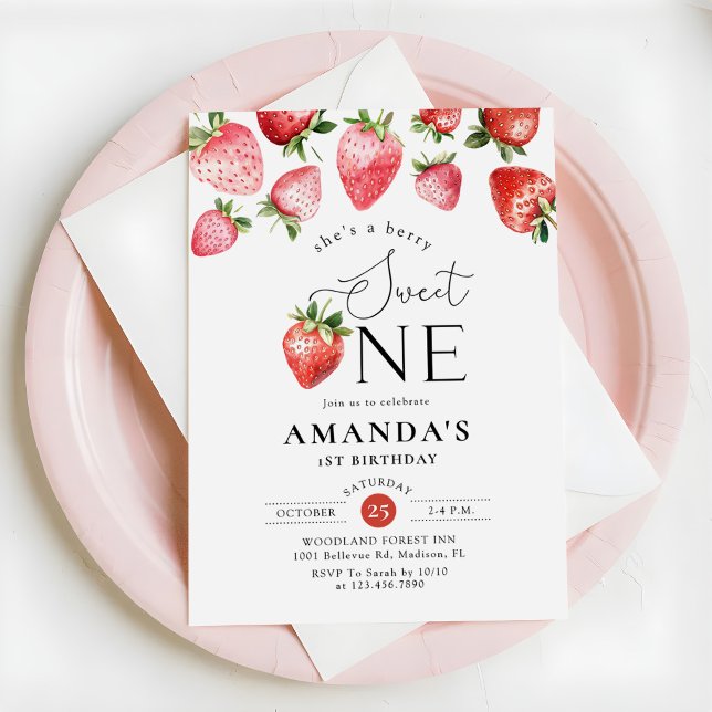 Convites Aniversário de 1 ano da Morango Doce Morango (Criador carregado)