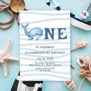 Convites Aniversário de 1 ano da Nossa Baleia Bebê Debaixo