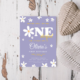 Convites Aniversário de 1 ano da Purple daisy Isn't She One