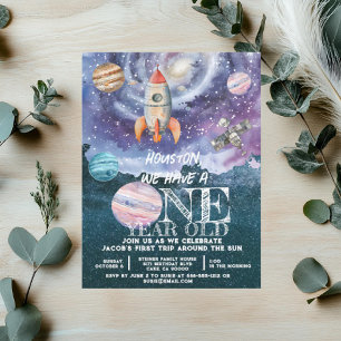 Convites Aniversário de 1 Ano de Astronauta no Espaço Exter