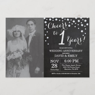 Convites Aniversário de 1 Ano de Casamento Quadro Negro Pra