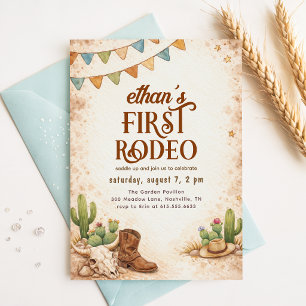 Convites Aniversário de 1 ano de Cowboy Western Vintage