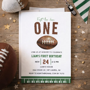 Convites Aniversário de 1 ano de Futebol em Aquarela Primei