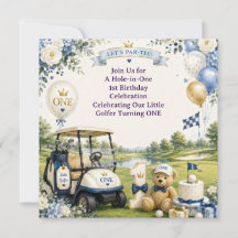 Aniversário de 1 ano de golfe com carrinho de golf