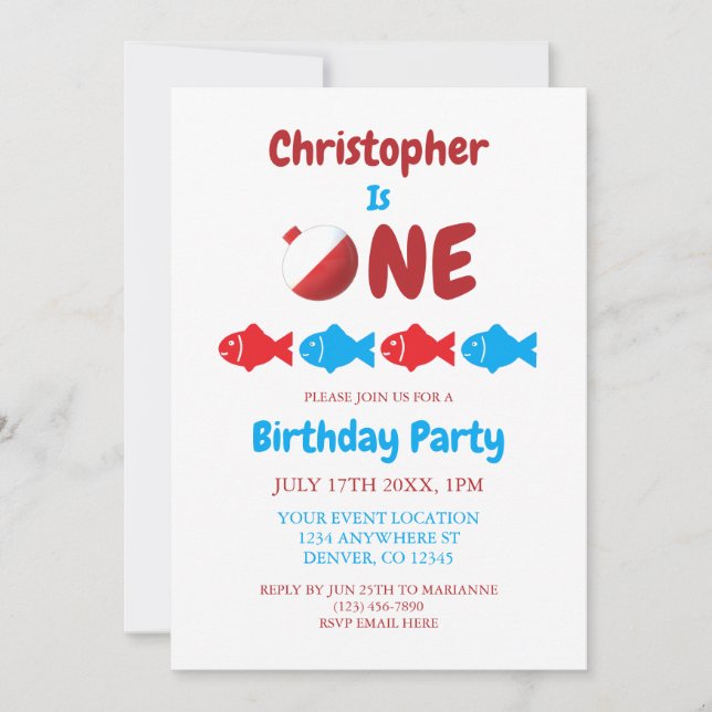 Convites Aniversário de 1 ano de pesca (Frente)