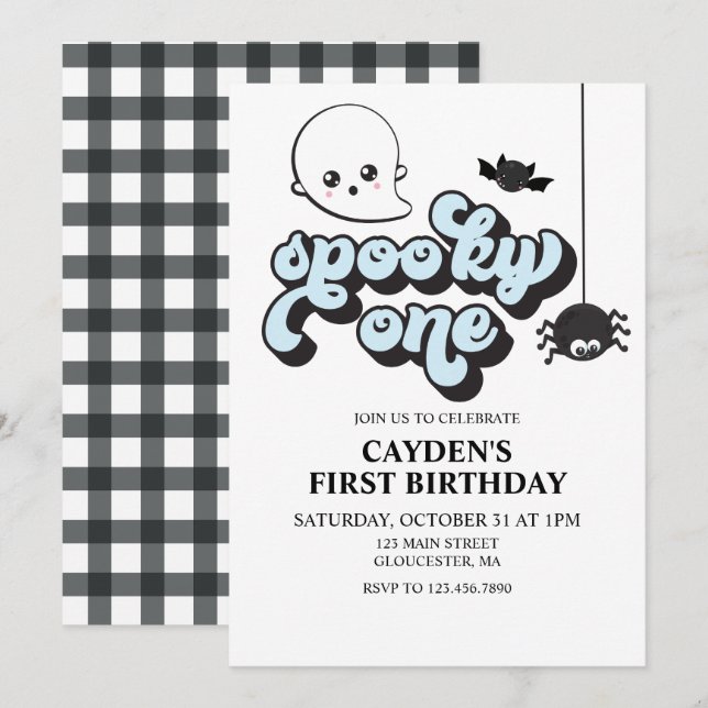 Convites Aniversário de 1 ano do Assustador no Halloween (Frente/Verso)