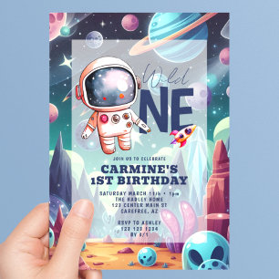 Convites Aniversário de 1 ano do Astronauta Alien Espacial