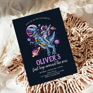 Convites Aniversário de 1 ano do Astronauta Dinossauro