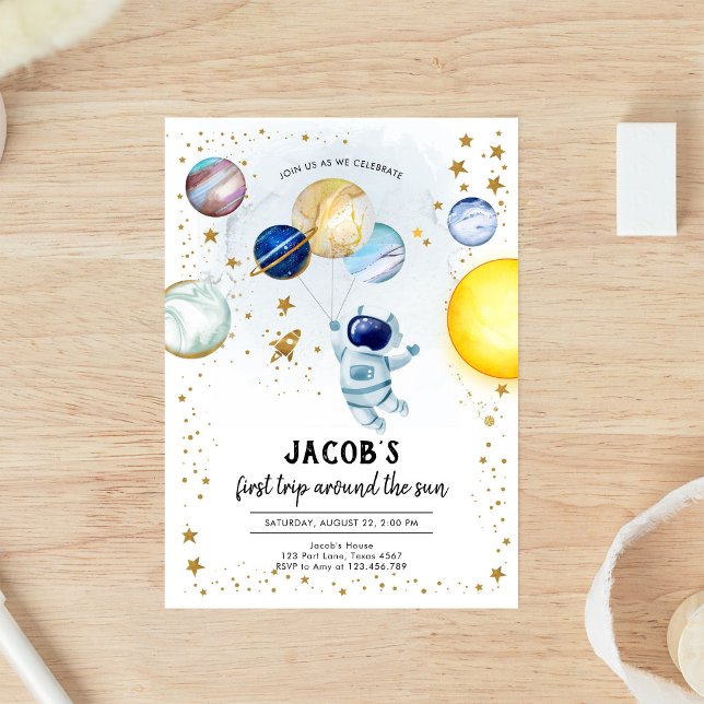 Convites Aniversário de 1 ano do Astronauta do Espaço Sider (Criador carregado)