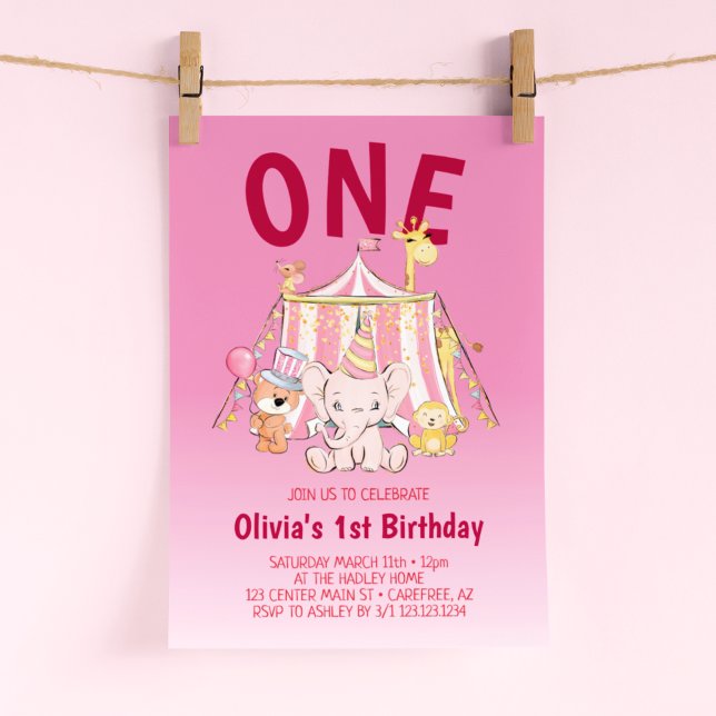 Convites Aniversário de 1 ano do Circo Rosa Vermelho Ousado (Criador carregado)