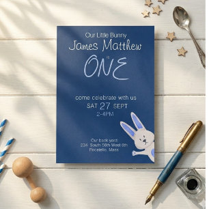 Convites Aniversário de 1 ano do Coelho Azul Caprichoso Mod