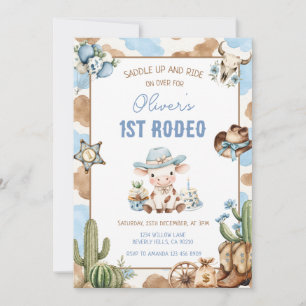 Convites Aniversário de 1 ano do Cowboy Azul do Rodeio West