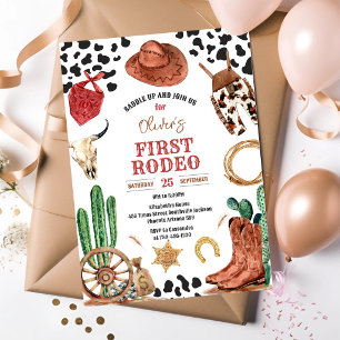 Convites Aniversário de 1 ano do Cowboy no Primeiro Rodeio 