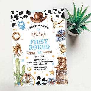 Convites Aniversário de 1 ano do Cowboy no Primeiro Rodeio 
