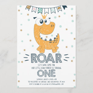 Convites Aniversário de 1 ano do Dinossauro ROAR