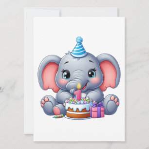 Convites Aniversário de 1 ano do Elefante Bebê